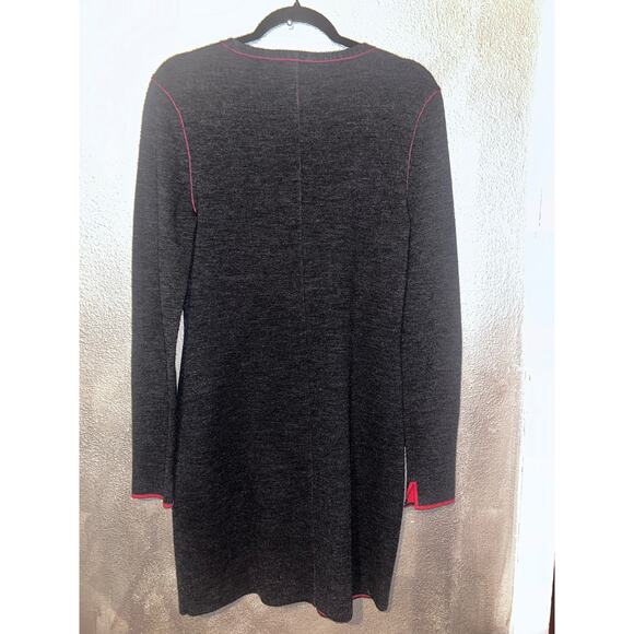 Rag & Bone Andee Sweater Dress Medium Gray Red Merino Wool Cotton Stretch Casual - Picture 9 of 13